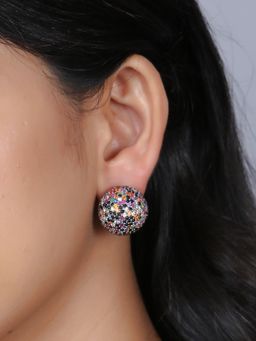 Adwitiya - Women Multicolor Stone Studded Circular Earrings