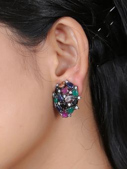 Adwitiya - Women Multicolor Silver Plated Victorian Earrings