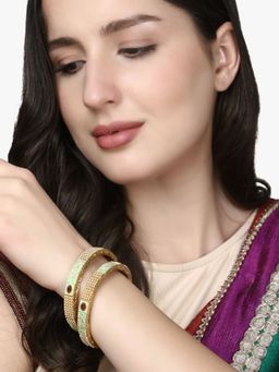 Adwitiya - Gold Plated Stone Studded Handcrafted Bangles