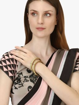 Adwitiya - Women Gold Plated Green Handcrafted Enamelled Bangles