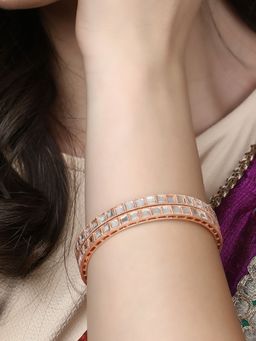 Adwitiya - Rose Gold Plated Stone Handcrafted Bangles
