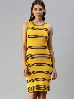SHOWOFF - Women Striped Yellow Bodycon Dress