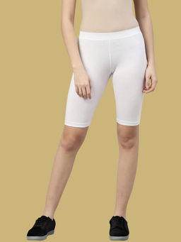 Kryptic - White Cotton Stretch Slim Fit Shorts
