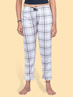 Kryptic - Light Pink Checks Printed Cotton Relaxed Fit Pyjama