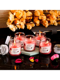 eCraftIndia - Set Of 5 Rose Scented Jar Candle