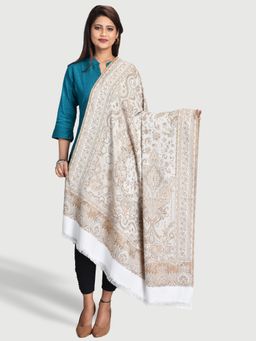 SWI STYLISH - Woven Wool White Shawl