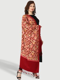 SWI STYLISH - Kashmiri Embroidered Maroon Wool Shawl
