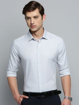 SHOWOFFFF - Men's Spread Collar Self Design White Classic Shirt