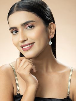 Niscka - American Diamond Earrings with White Zircon Stones