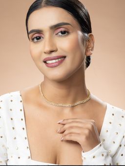 Niscka - Gold-Plated Necklace Chain with White Cz-Zircon Stone