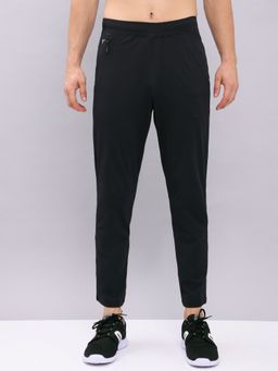 Technosport - Men Black Solid Relax Fit Sports Trackpant