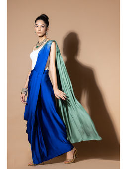 Zeefaa - Celestial Blue Pre Draped Saree