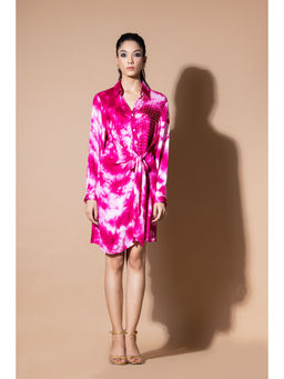 Zeefaa - Magenta Wee Hour Wrap Dress