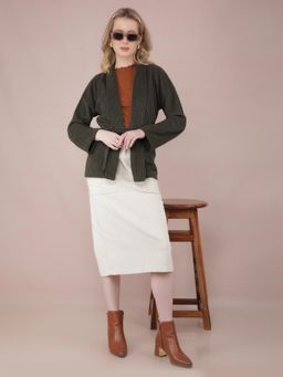 CRIMSOUNE CLUB - Women Olive Jacquard Shrug