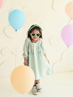 PUDDLE FASHION - Sea Green Satin Dress