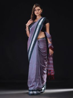 Beatitude - Blue Cotton Woven Saree with Unstitched Blouse