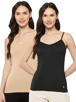 Leading Lady - Solid Cotton V Neck Camisoles for Women's (Pack of 2)