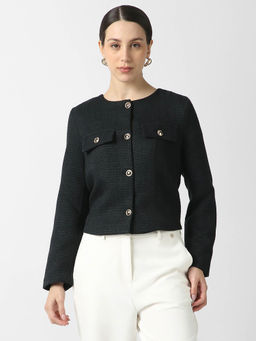 Van Heusen - Women Black Textured Blazer