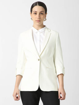 Van Heusen - Women White Solid Blazer