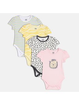 MINI KLUB - Girls Printed Onesies - Multi-Color (Pack of 4)