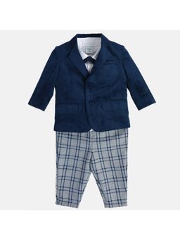 MINI KLUB - Boys Checks Printed Formal Set - Blue (Set of 4)