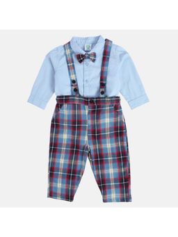 MINI KLUB - Boys Checks Printed Dungarees - Blue (Set of 3)