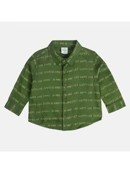 MINI KLUB - Boys Typography Printed Shirts - Green