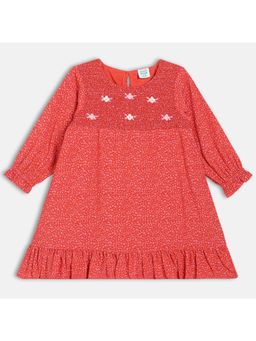 MINI KLUB - Girls Embroidered Knee Length Dresses - Red