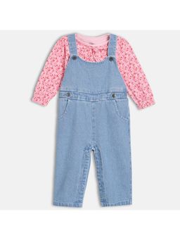 MINI KLUB - Girls Solid Dungarees - Pink