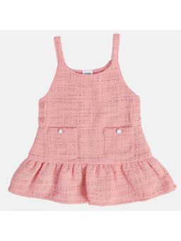 MINI KLUB - Girls Self Design Knee Length Dresses - Pink