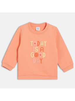 MINI KLUB - Girls Typography Printed Sweatshirts - Peach