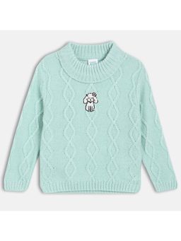 MINI KLUB - Girls Self Design Sweater - Green