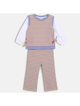 MINI KLUB - Girls Stripes Printed Co-Ord Set - Multi-Color