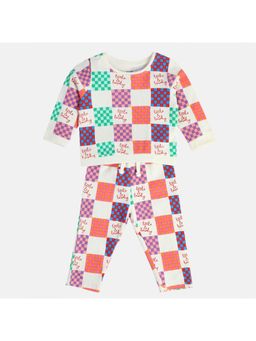 MINI KLUB - Girls Checks Printed Co-Ord Set - Multi-Color