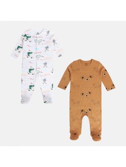 MINI KLUB - Boys Graphic Printed Sleepsuit - Multi-Color (Pack of 2)