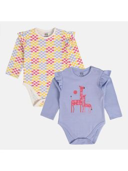 MINI KLUB - Girls Checks Printed Onesies - Multi-Color (Pack of 2)