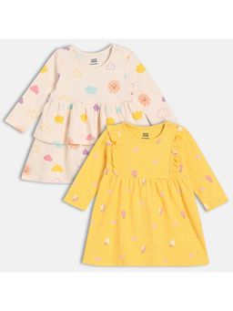 MINI KLUB - Girls Printed Knee Length Dresses - Multi-Color (Pack of 2)