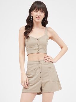 Kibo - Beige Polyester Shorts