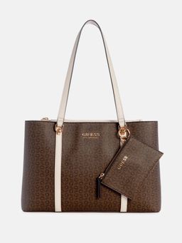 Guess - Brown Printed Pvc Hand Bag with Coin Pouch