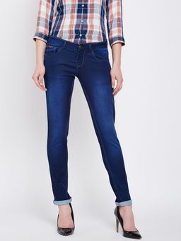 CRIMSOUNE CLUB - Women's Blue Solid Jeans