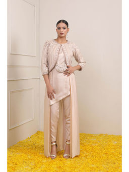 Miku Kumar - Ivory Tahera Jacket with Long Inner, Pant, Belt and Pouch (Set of 5)