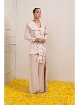 Miku Kumar - Pink Zoha Jacket with Inner and Palazzo (Set of 3)