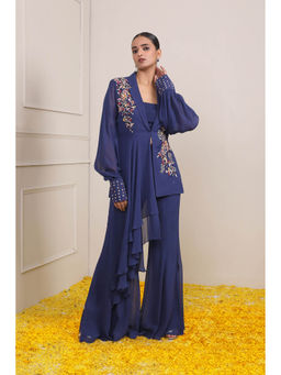 Miku Kumar - Navy Blue Rabia Co-Ord (Set of 3)