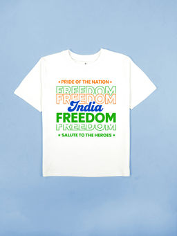 KiddoPanti - Unisex White Cotton Text Printed T-shirt