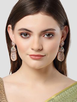 Karatcart - Rose Gold Plated Embellished Cubic Zirconia Dangler Earrings for Women