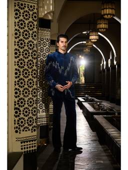 CONTRAST BY PARTH - Tide Midnight Navy Bandhgala and Trouser