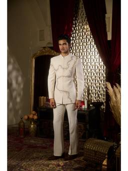 CONTRAST BY PARTH - Ivory Flare Bandhgala and Trouser