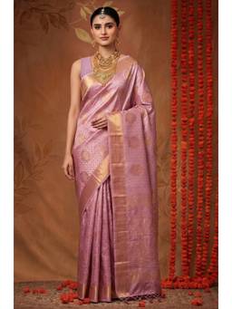 LABEL AARNA - Lilac Handloom Woven Silk Saree