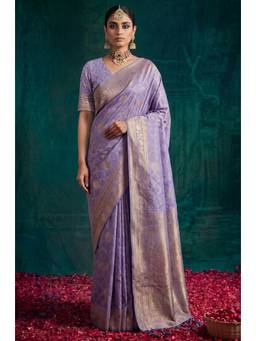 LABEL AARNA - Lavender Kanjivaram Woven Silk Saree