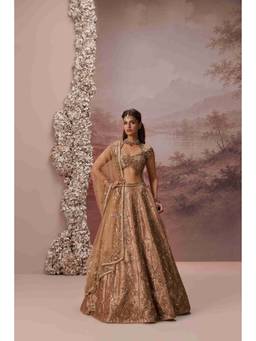 PARUL GANDHI - Bronze Zariya Blouse and Lehenga with Dupatta